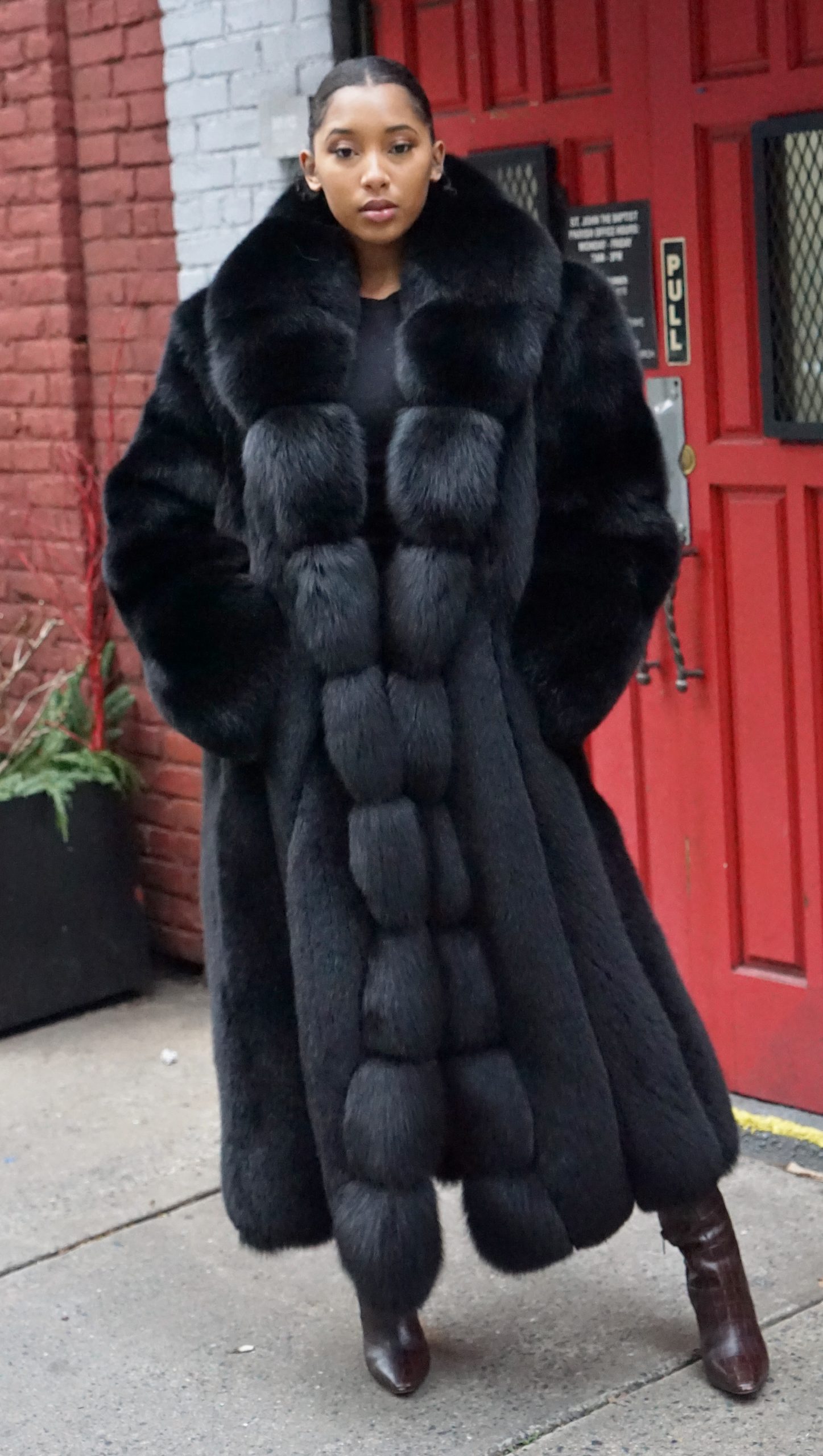 Full-length Black Fox Coat