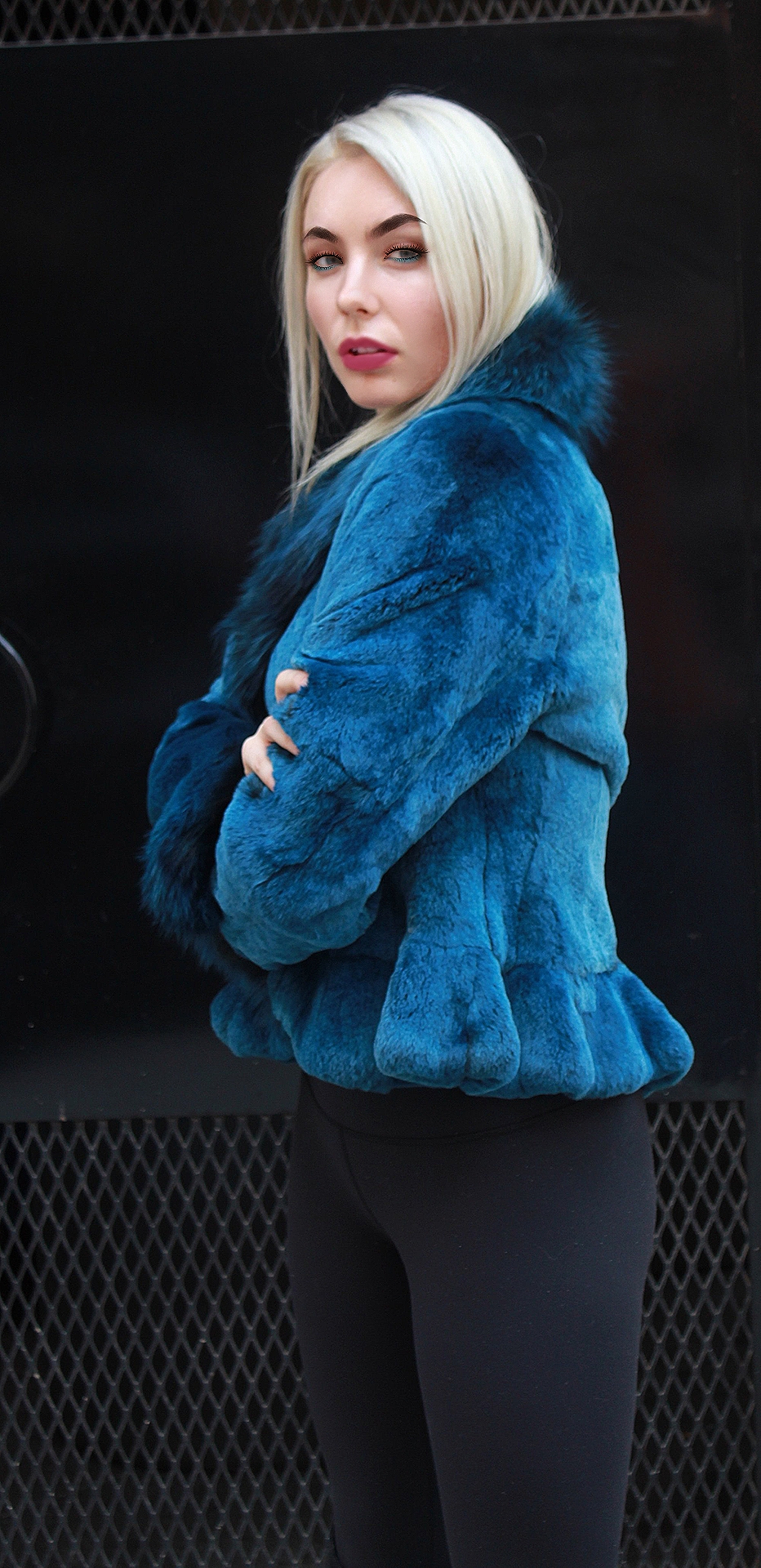 Blue REx Rabbit Fur Jacket