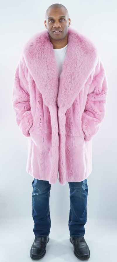 Mens Pink Fur Jacket Furs Marc, Pink Mink Coat With Hood