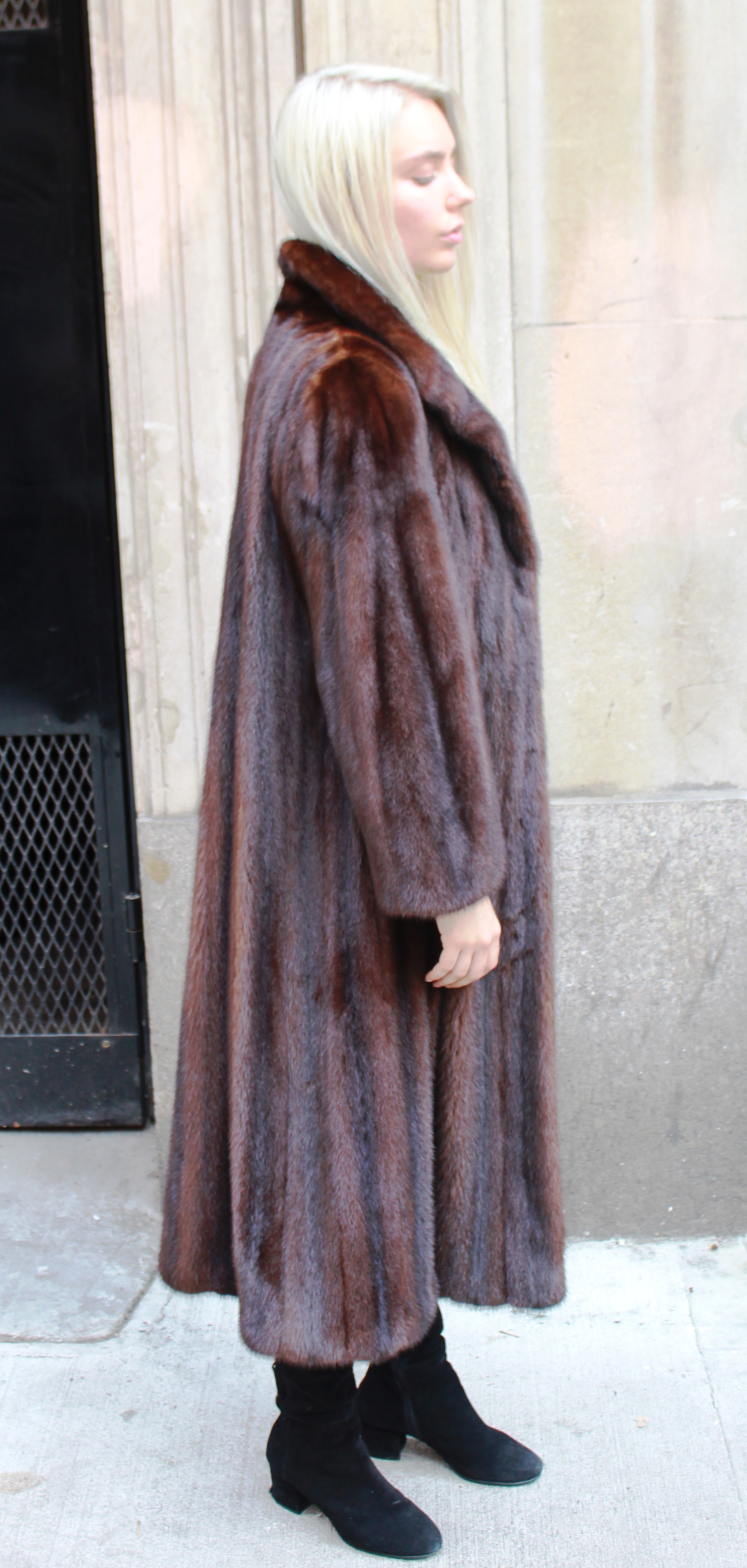 Full Length Two Toned Rex Rabbit Fur Coat