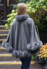 Gray Cashmere Cape Fox Trim 74747