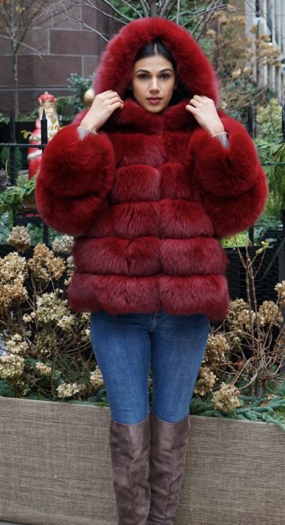 Burgundy Fox Jacket Hood Size 2xl 66444 – MARC KAUFMAN FURS
