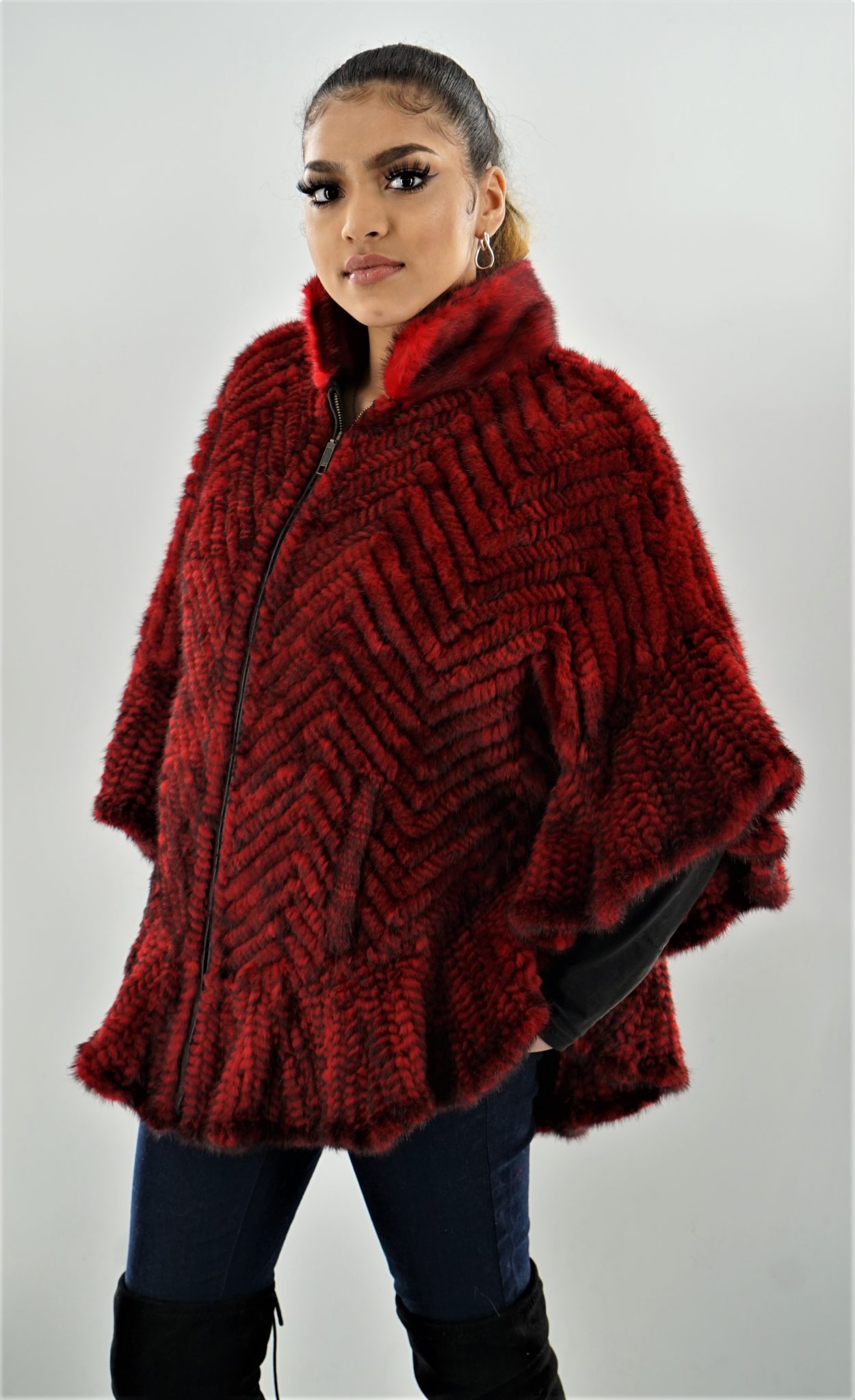 Red Knit Mink Poncho 3456 – MARC KAUFMAN FURS