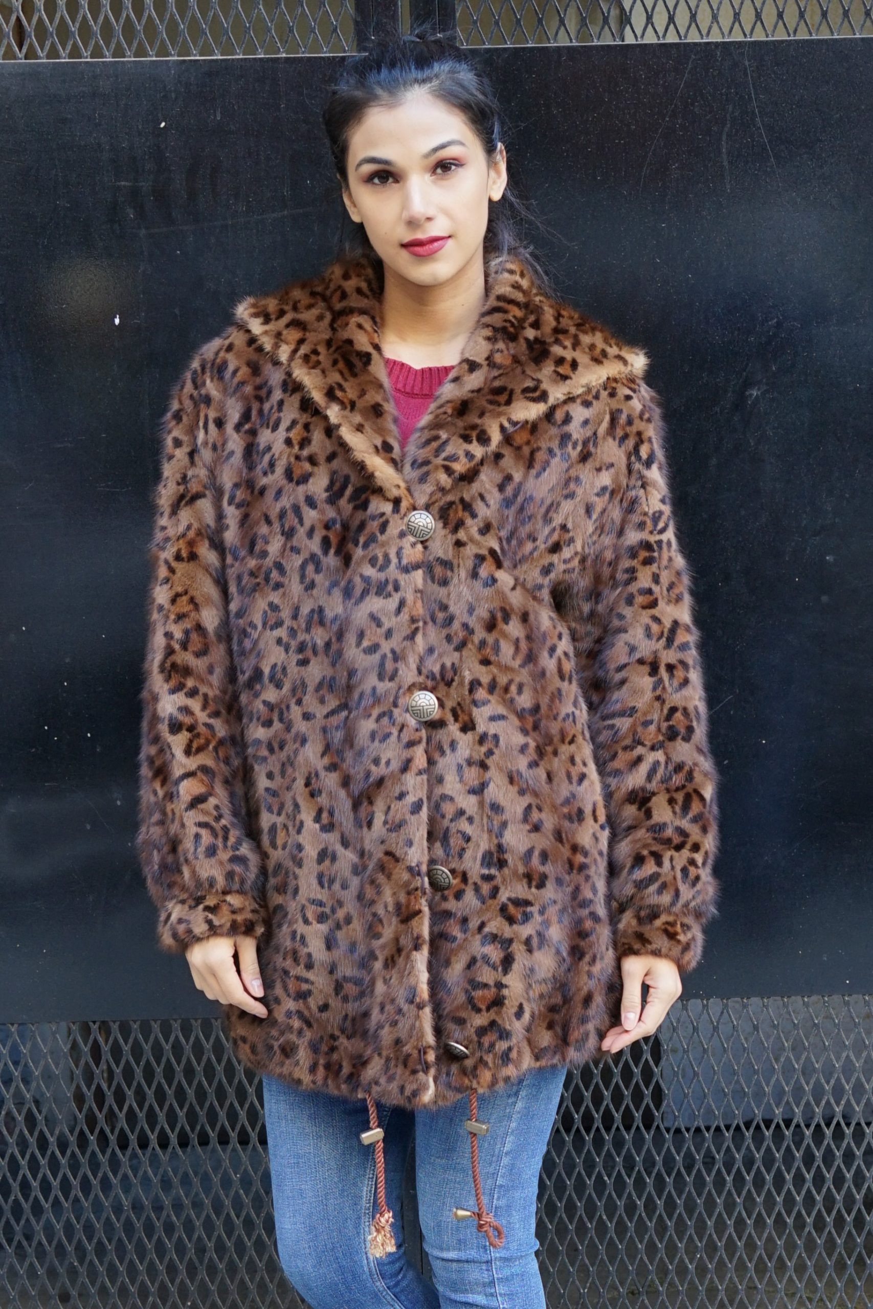 Leopard Mink Jacket Hooded Reversible