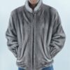 Blue Iris Mink Bomber Jacket Stand Up Collar