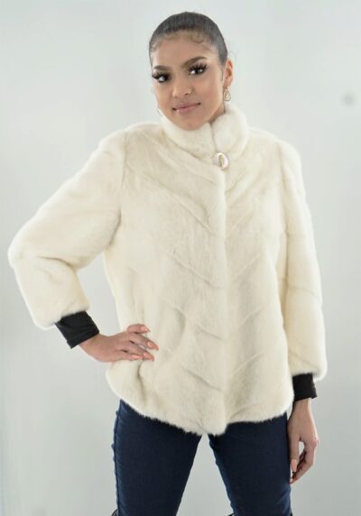 White Mink Jacket Diagonal Body