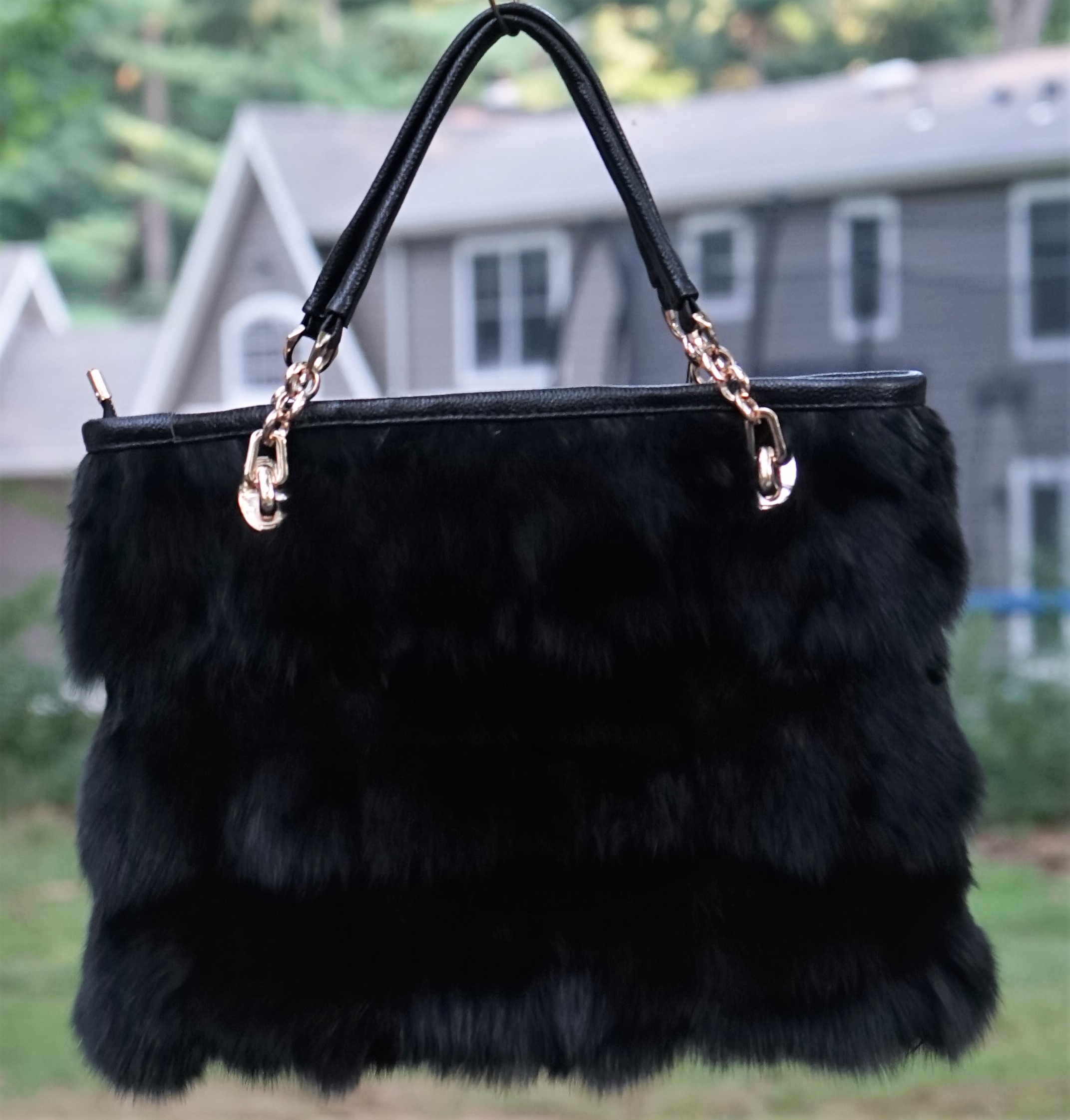 Black Fox Fur Bag