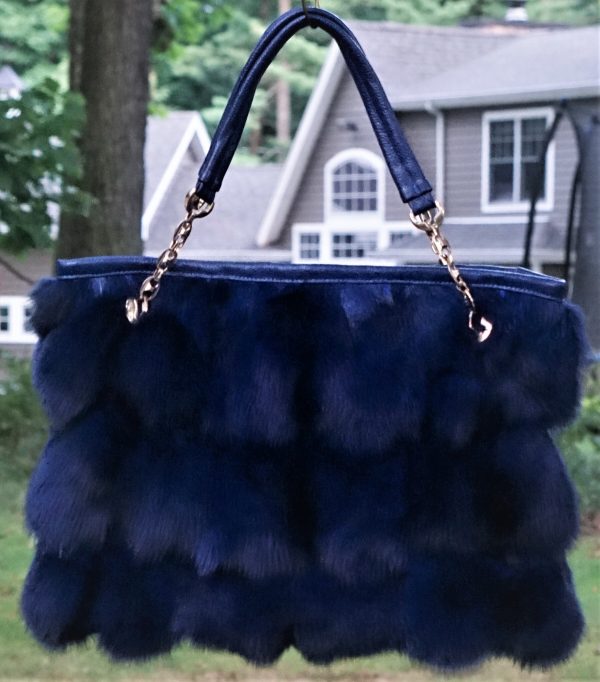Royal Blue Fox Fur Bag