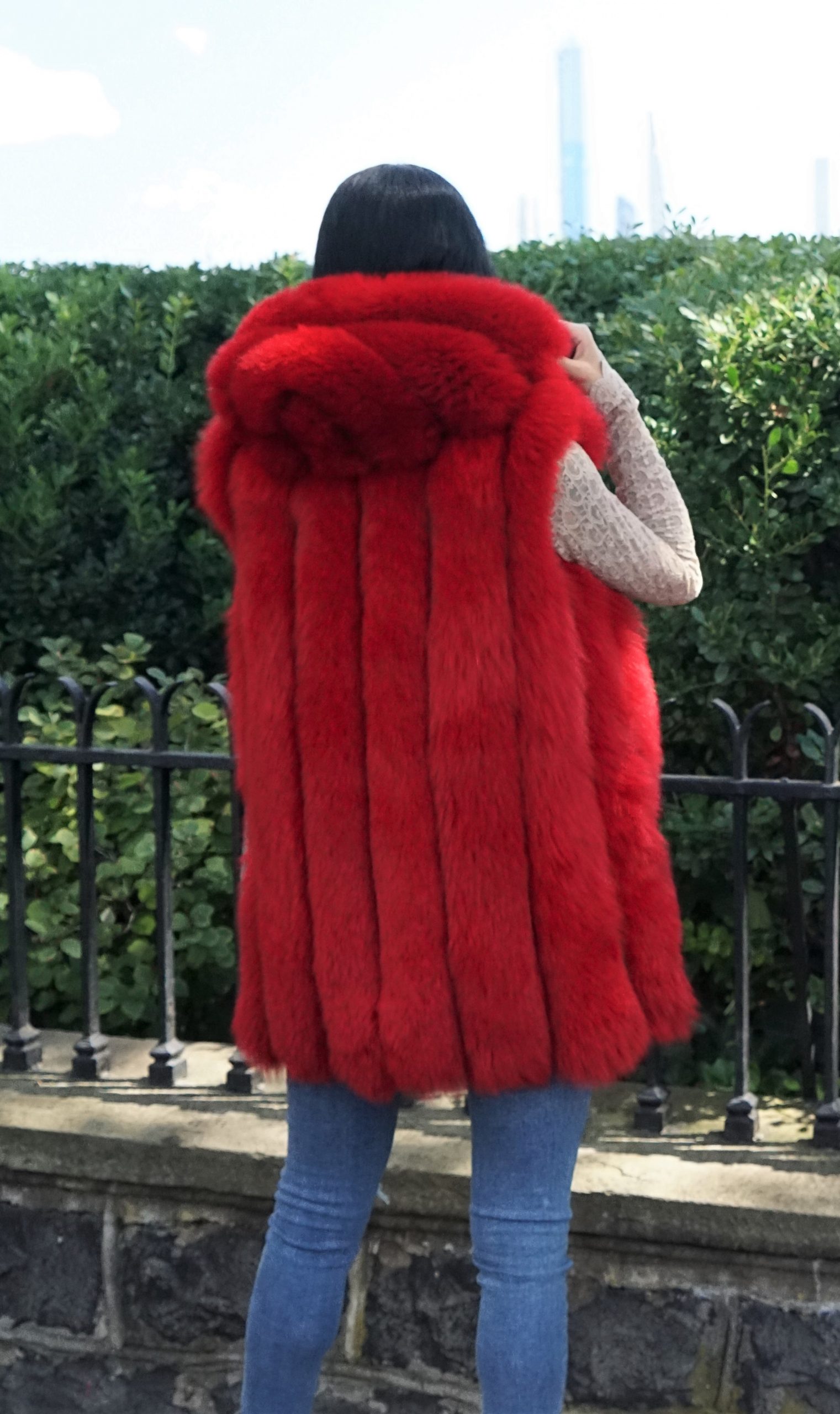 Warm Dyed Red Fox Vest