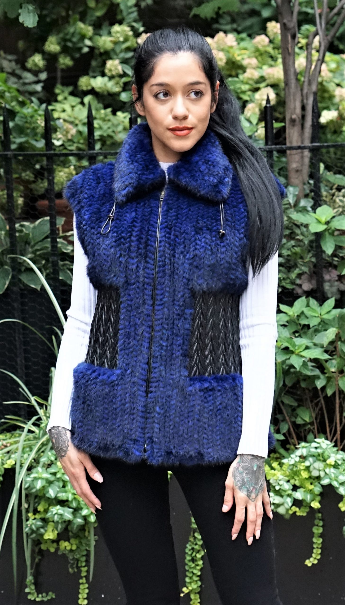 Royal Blue Knit Mink Vest