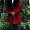 Men's Red Persian Lamb Stroller Black Fox Collar