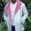 Silver Pink Light Blue Men's Shearling Jacket