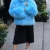 DYED SKY BLUE FOX JACKET