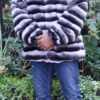 Men’s Chinchilla Dyed Rex Rabbit Jacket Fox Collar