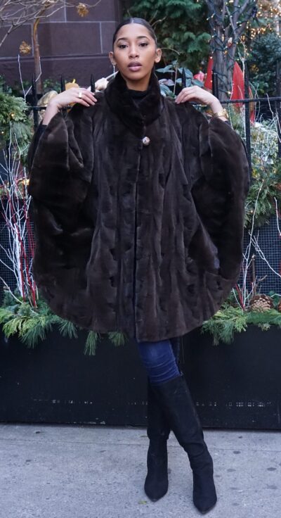 Brown Sheared Mink Cape