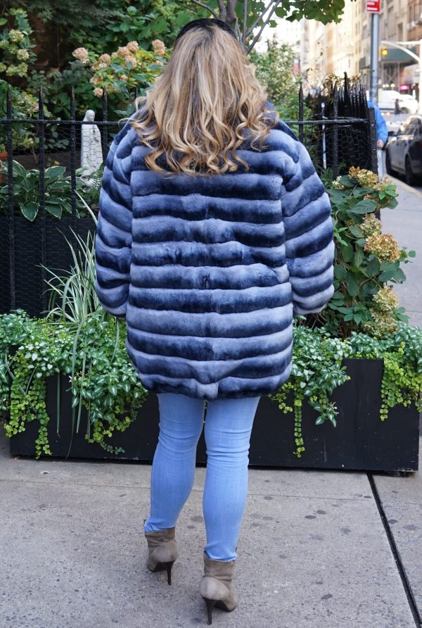 Plus Size Denim Blue Rex Chinchilla Dyed Jacket