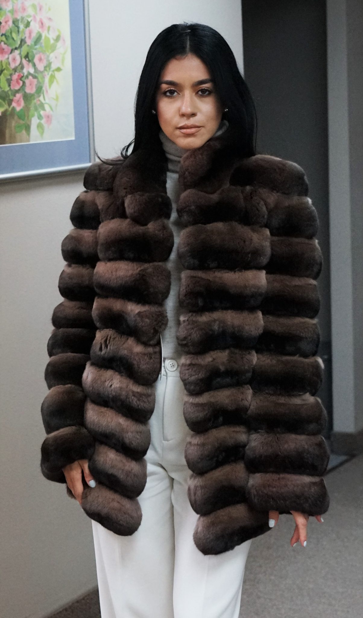 Cocoa Dyed Chinchilla Jacket 23838 MARC KAUFMAN FURS