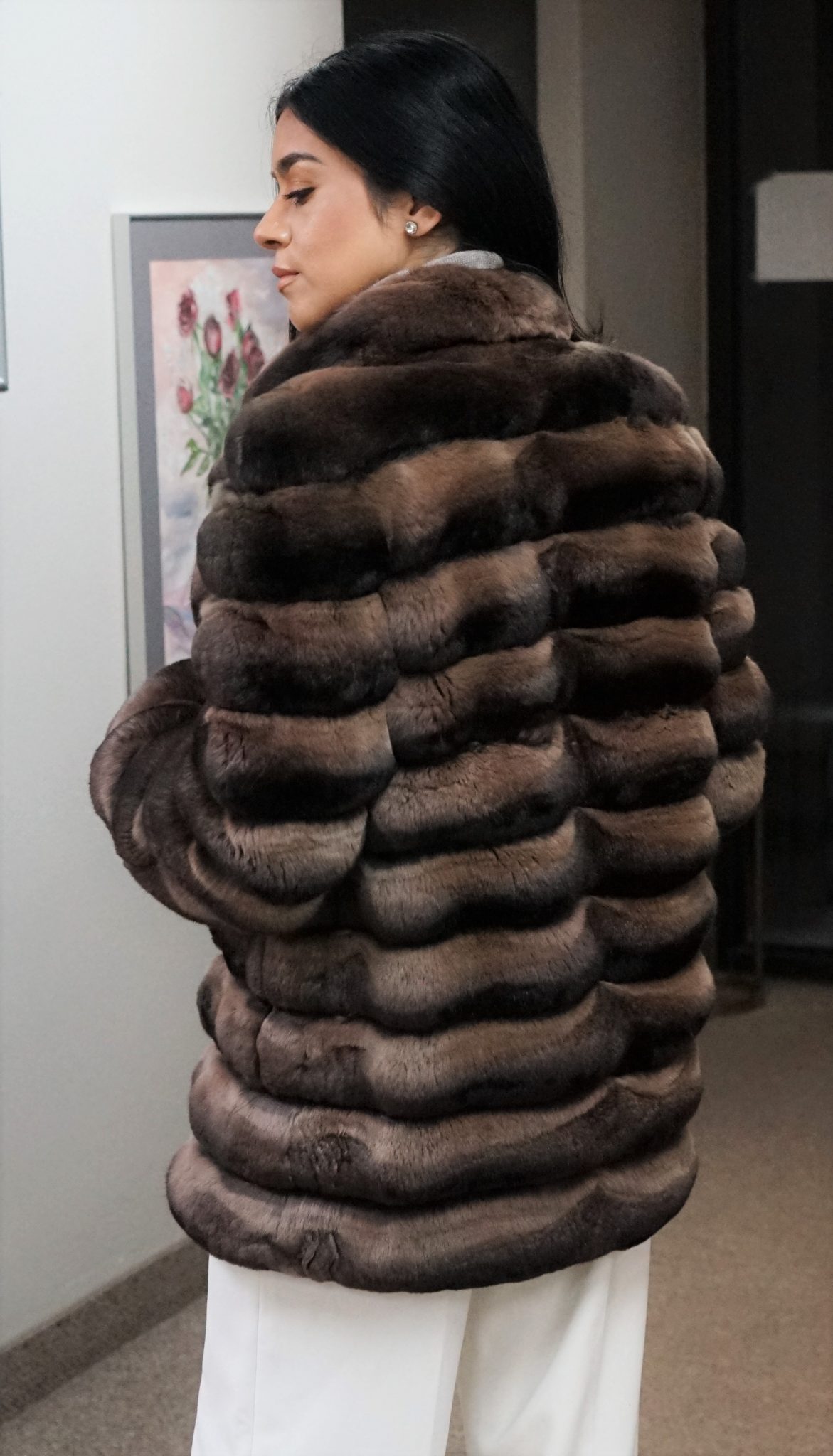 Cocoa Dyed Chinchilla Jacket Marc Kaufman Furs