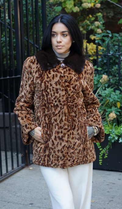 Leopard Sheared Mink Jacket