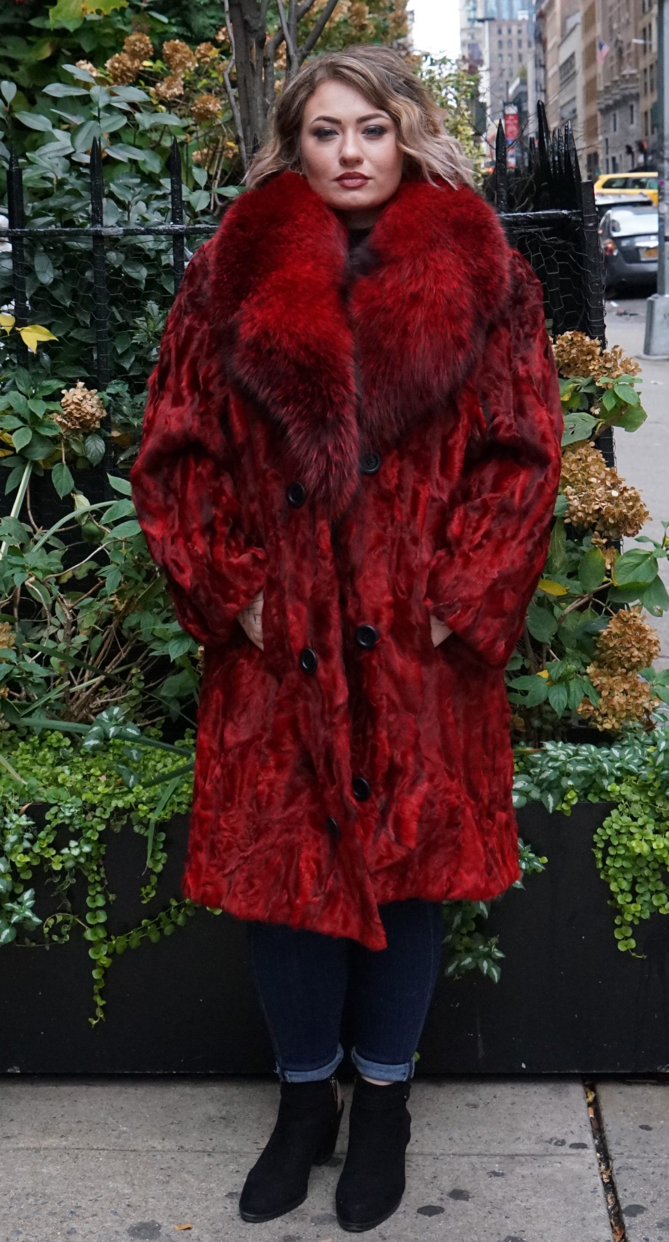 Plus Size Red Persian Stroller Fox Collar
