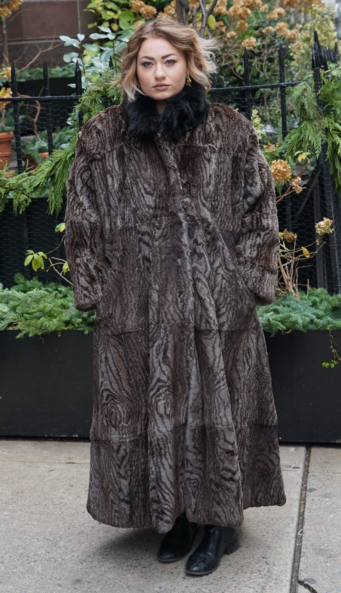 Preowned Full Length Printed Rabbit Coat 4847 - Kaufman Furs