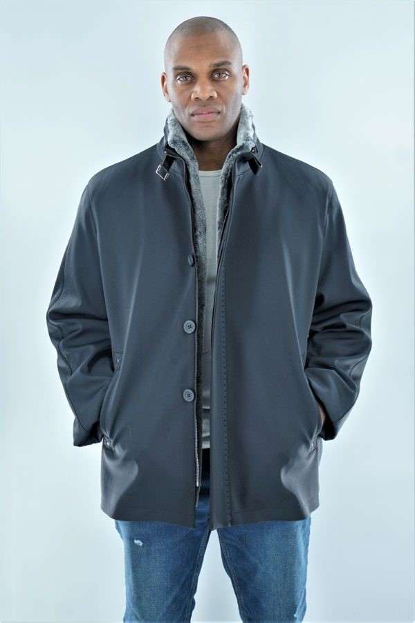 Microfiber Jacket with a Shearling
