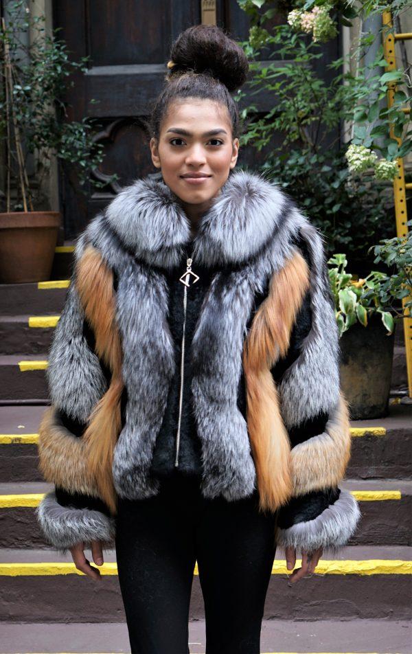 a young woman wearing fur jacket