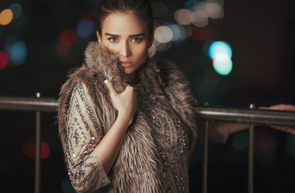 A woman with a fur coat