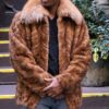 Men's Whiskey Mink Jacket Fox Collar