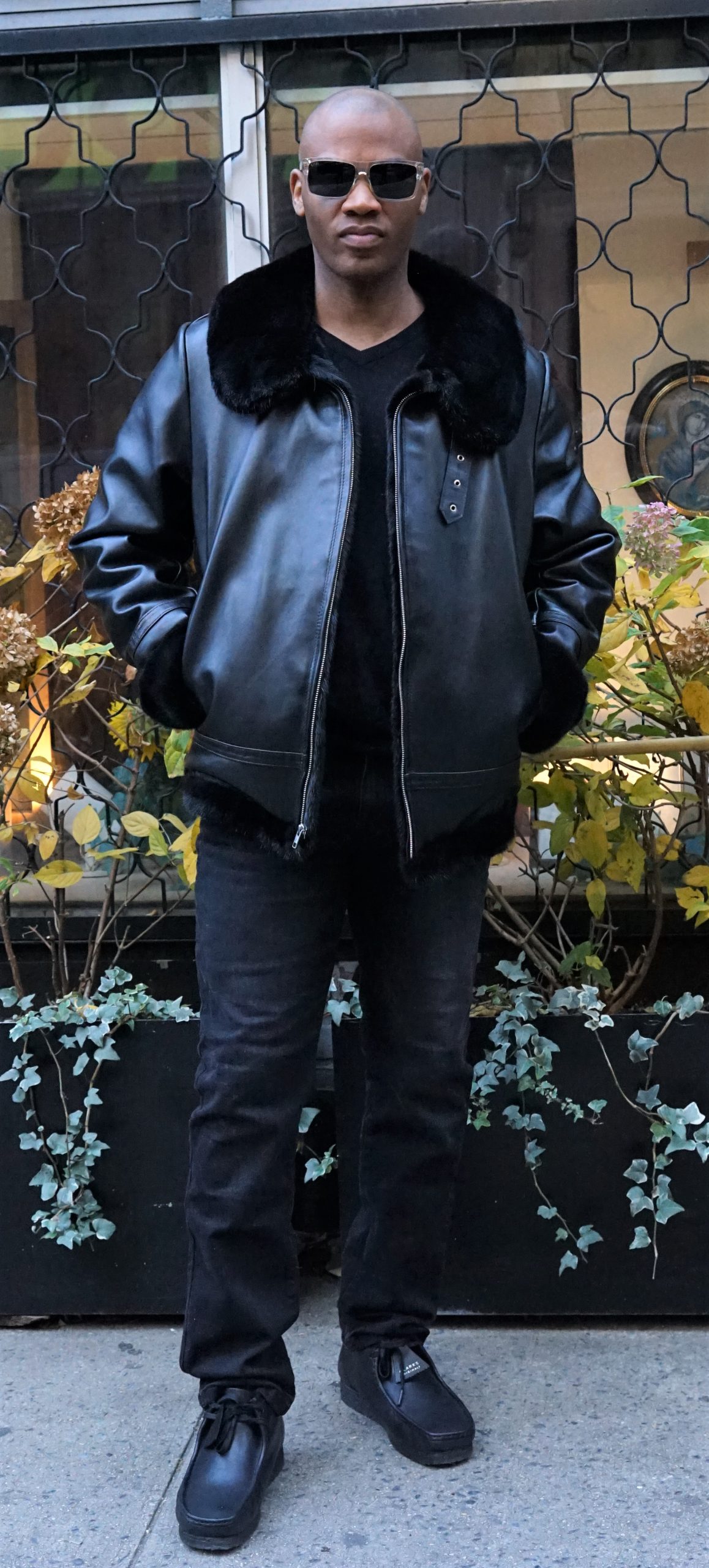 Men's Black leather Jacket Fully Lined in Mink