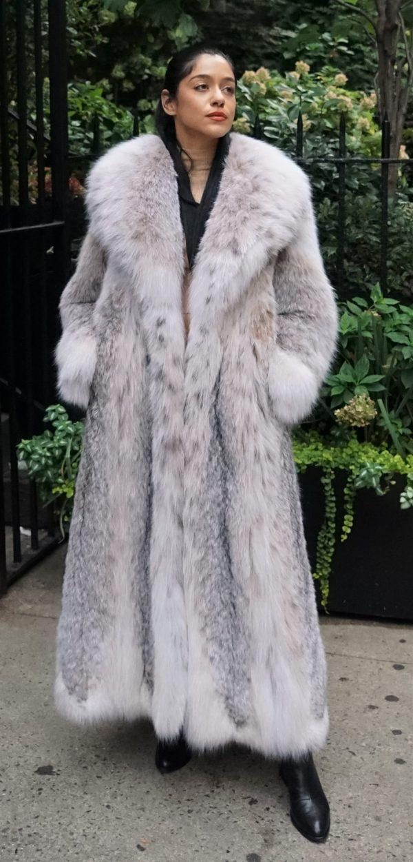 woman in a long fur coat