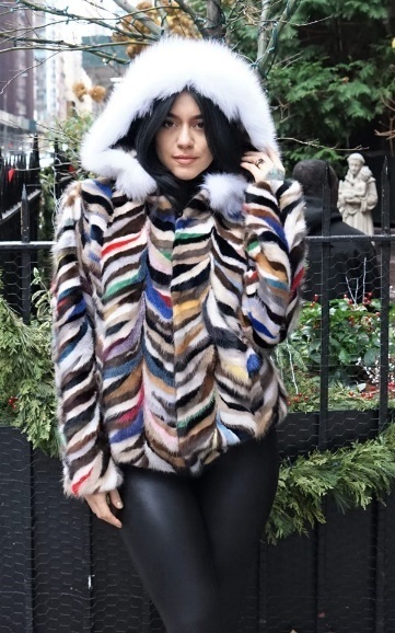 A girl in a fur coat