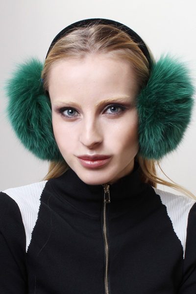  green fur earmuffs