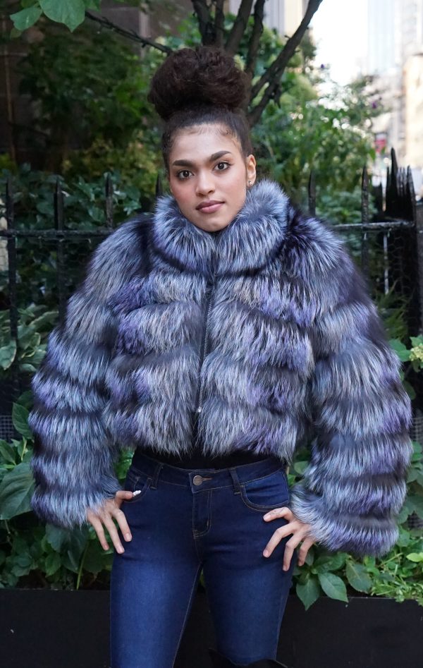 Multi Colored Silver Fox Jacket