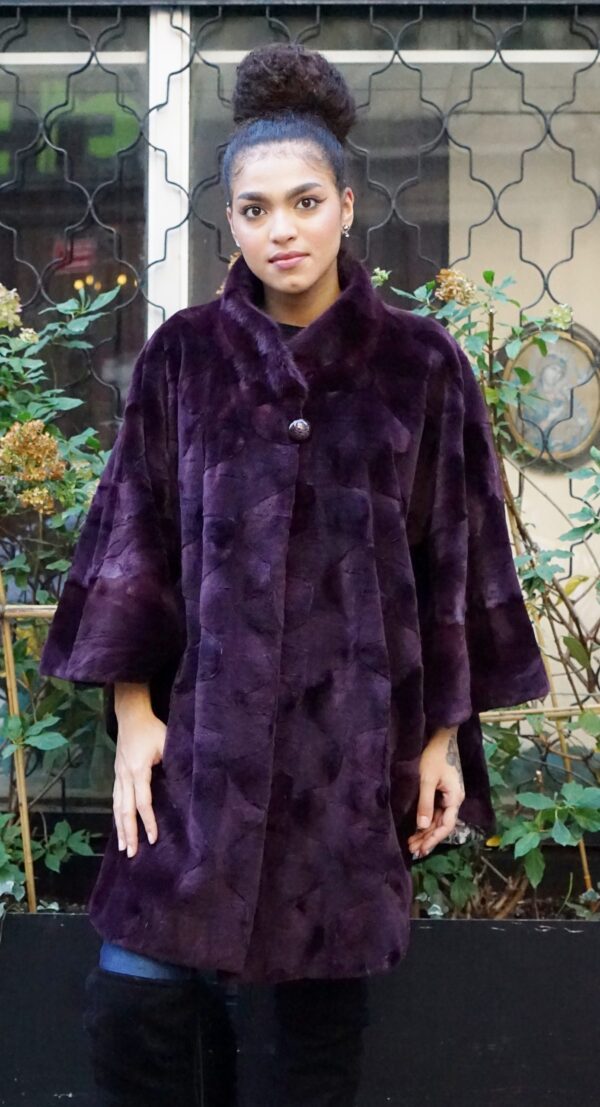 Purple Sheared Mink Cape B1722