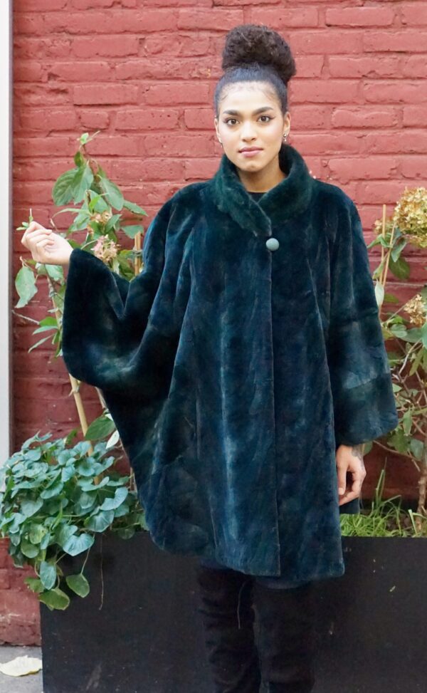 Emerald Green Sheared Mink Cape