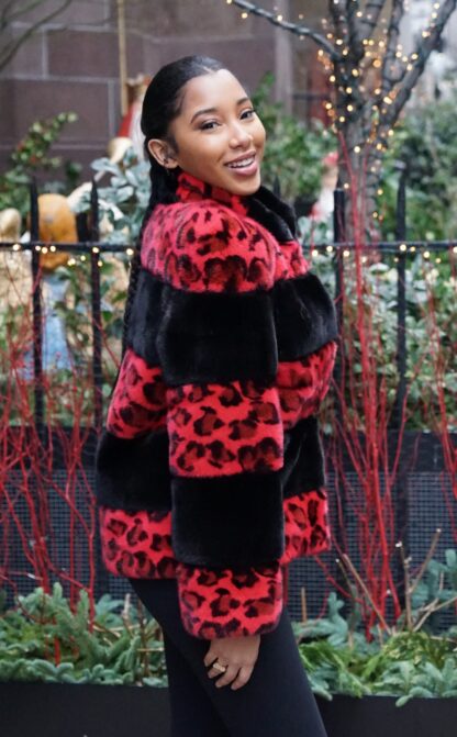 Red leopard Mink Jacket