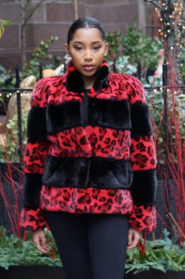 Red leopard Mink Jacket