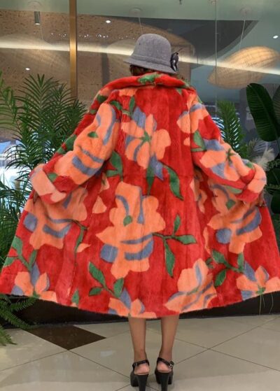 Designer Beautiful Flowered Mink Coat
