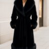 Full Length Ranch Mink Coat Black Fox Collar Cuffs Border 88844-1