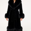 Full Length Ranch Mink Coat Black Fox Collar Cuffs Border 88844-2