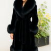Full Length Ranch Mink Coat Black Fox Collar Cuffs Border 88844-4