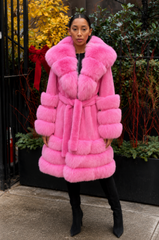 Pink Mink Stroller Pink Fox Trim