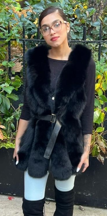 Black fox Vest Belted