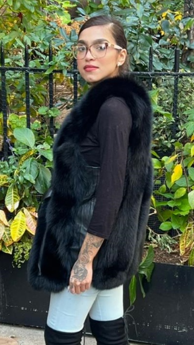 Black fox fur vest