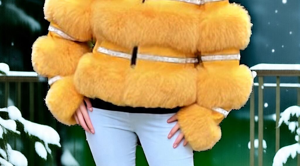 Yellow Fox Jacket Horizontal Rhinestones 7737 – MARC KAUFMAN FURS