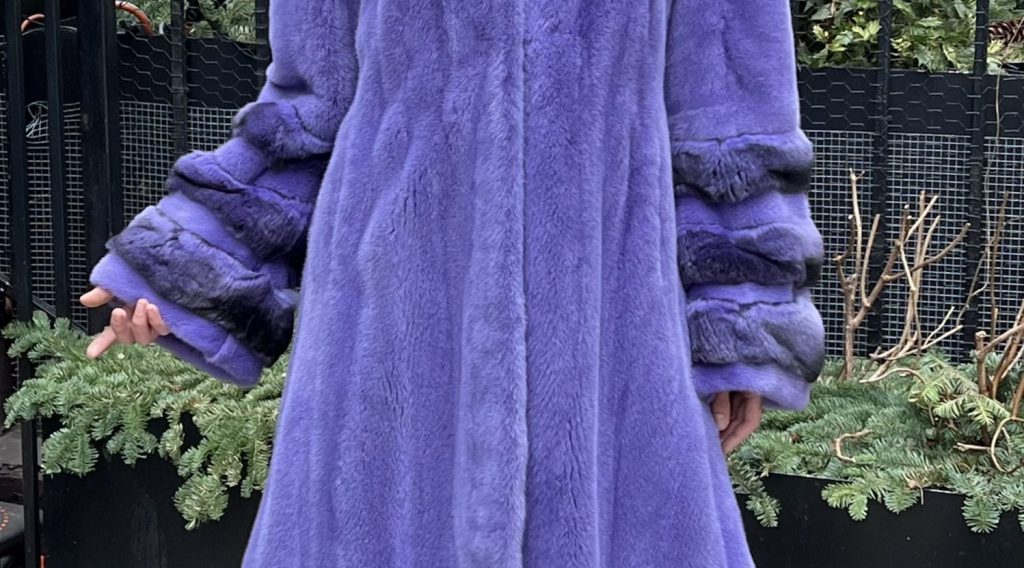 Full Length Purple Mink Swing Coat Chinchilla Trim 9421 – MARC