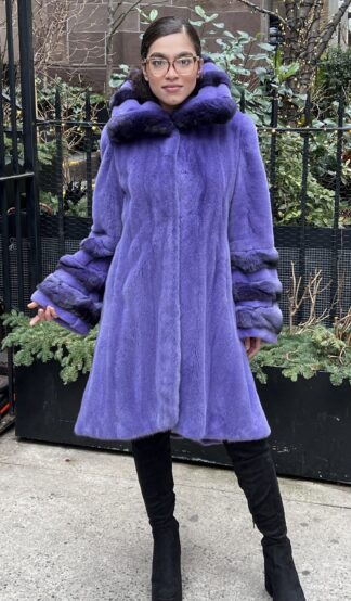 Purple Mink Coat Chinchilla Collar Cuffs