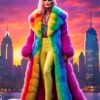 Rainbow Fox Full Length Coat