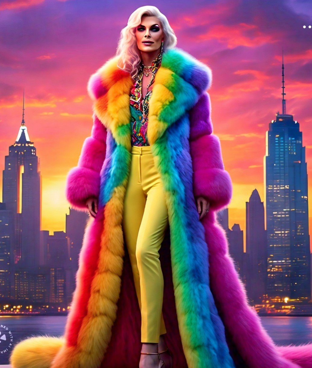 Rainbow Fox Full Length Coat